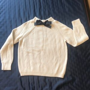 Cream J Crew Sweater w/ Black Bow Ribbon